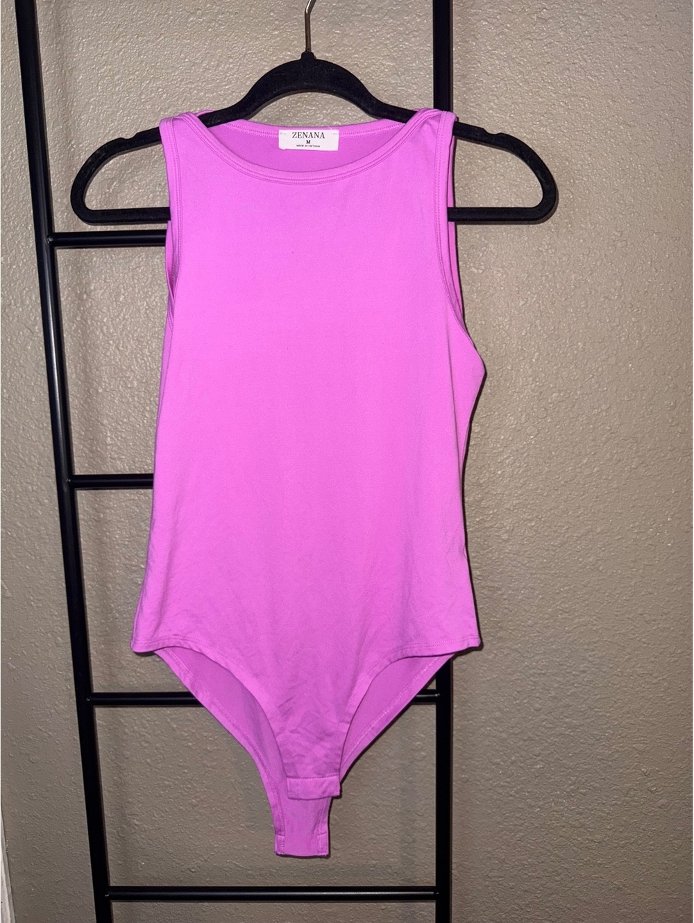Zenana Women's Medium Pink Sleeveless Bodysuit